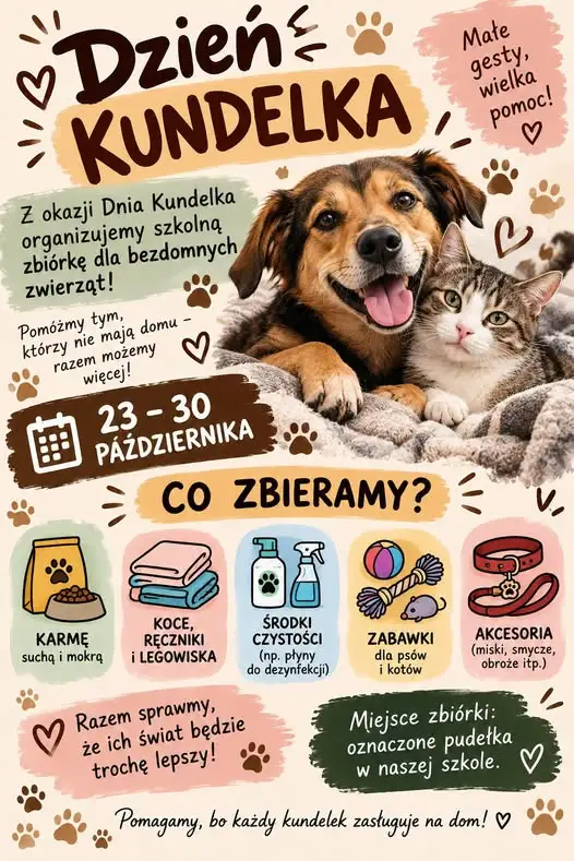 Szkoła Podstawowa nr 1 w Miastku organizuje zbiórkę dla bezdomnych zwierząt