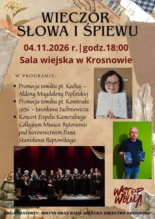 Wieczór Słowa i Śpiewu w Krosnowie – promocja tomików i koncert