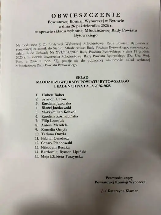 Młodzieżowa Rada Powiatu Bytowskiego rozpoczęła pierwszą kadencję. Znamy skład