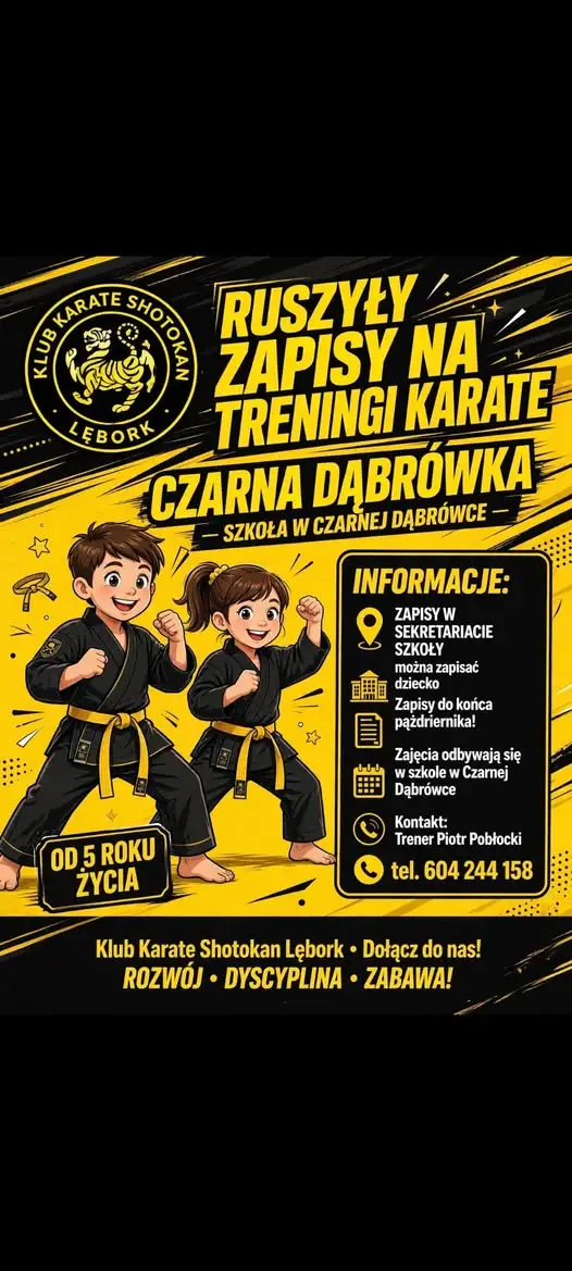 Klub Karate Shotokan Lębork zaprasza dzieci na treningi w Czarnej Dąbrówce