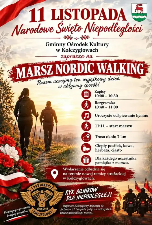 Marsz Nordic Walking w Kołczygłowach na 11 Listopada
