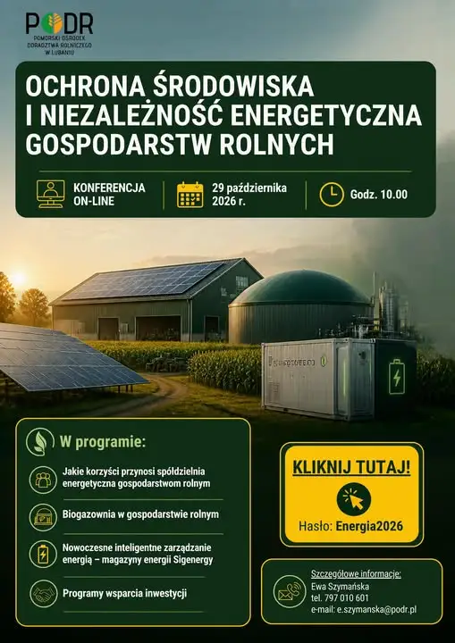 Konferencja online o spółdzielniach energetycznych i biogazowniach w gospodarstwach rolnych