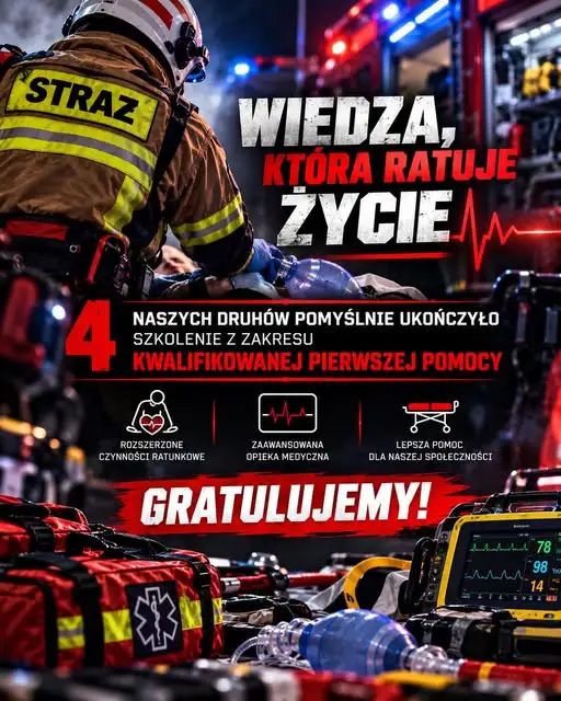Czterech druhów z OSP Parchowo ukończyło szkolenie z kwalifikowanej pierwszej pomocy